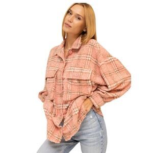 Cozy Coral Pink Teddy Shacket